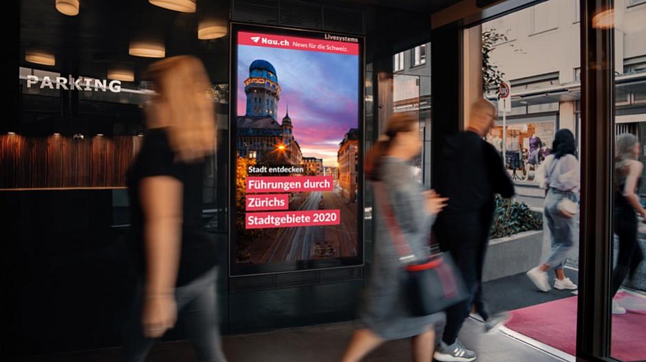 Livesystems: 16 Werbescreens im Parkhaus Jelmoli