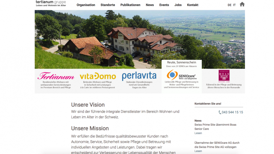 PRtools: Drei Webseiten für Tertianum Gruppe realisiert
