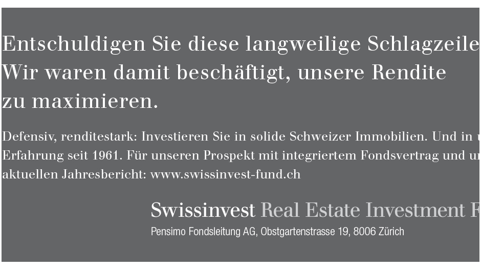 Matter Gretener Lesch: Kleinanzeigen für Swissinvest