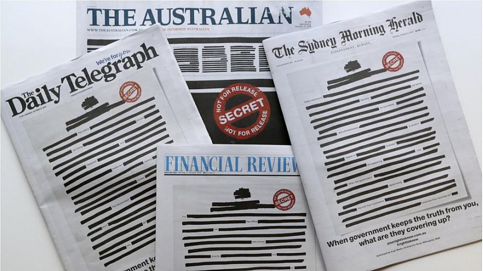 Pressefreiheit: Australische Zeitungen protestieren