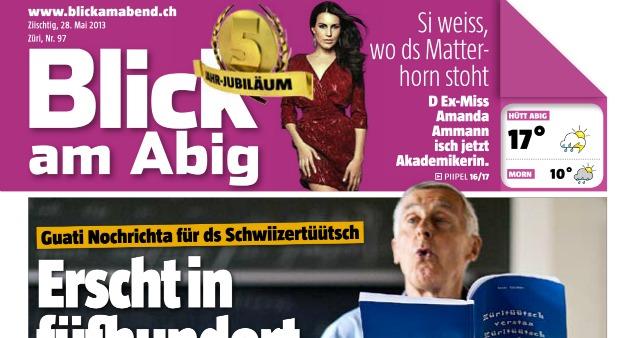 Blick am Abend: Geburtstagsausgabe wieder auf Schwiizertüütsch