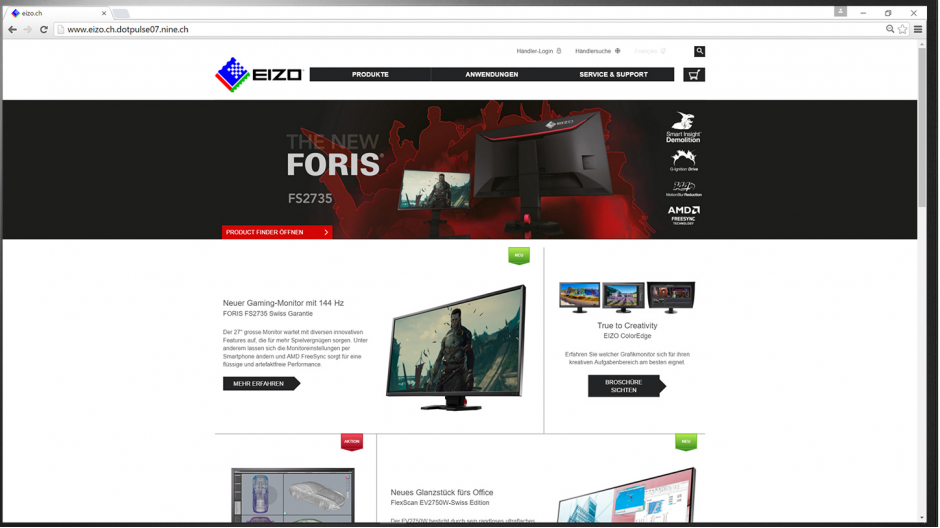 Eizo: Monitor-Hersteller mit neuer Webseite