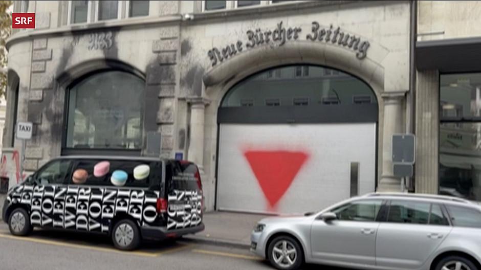 NZZ: Farbanschlag auf das NZZ-Gebäude