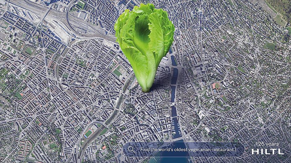 Ruf Lanz: Kampagne für Hiltl mit Google-Maps-Ästhetik