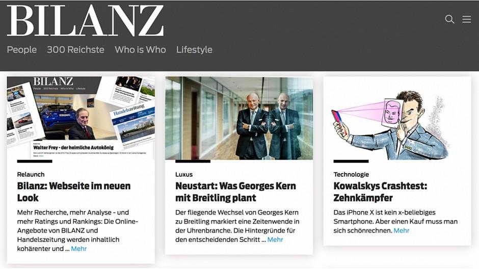 Bilanz/Handelszeitung: Neuer Online-Auftritt für Wirtschaftsmedien