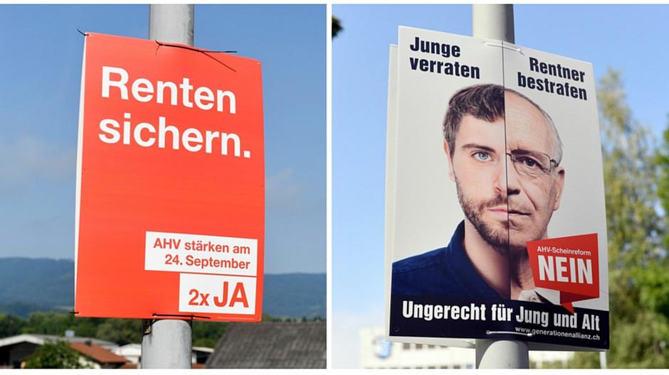 AHV-Abstimmung: Patt-Situation zwischen Ja- und Nein-Plakaten