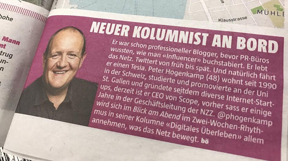 Blick am Abend: Peter Hogenkamp erhält eigene Kolumne