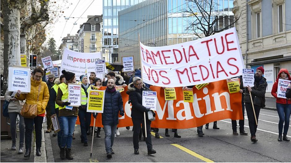 Tamedia: Protest in Lausanne gegen Sparpläne