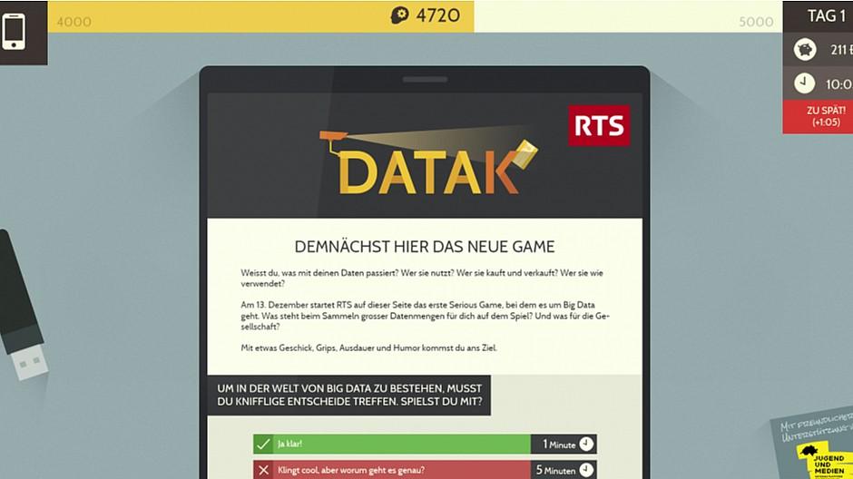 Radio Télevision Suisse: Serious Game zum Umgang mit persönlichen Daten