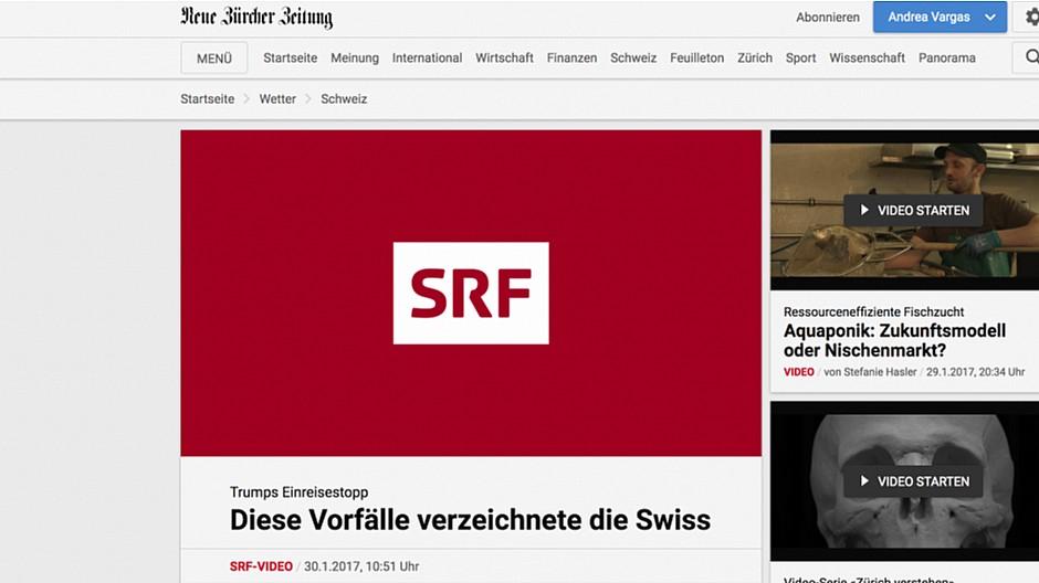 Videoinhalte: SRF beliefert NZZ testweise mit Newsclips