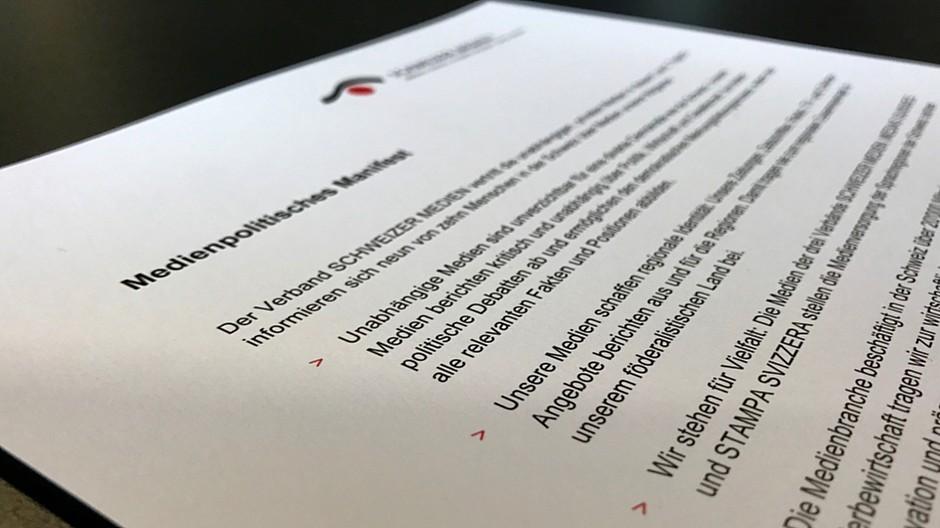 Verband Schweizer Medien: Verleger verabschieden medienpolitisches Manifest