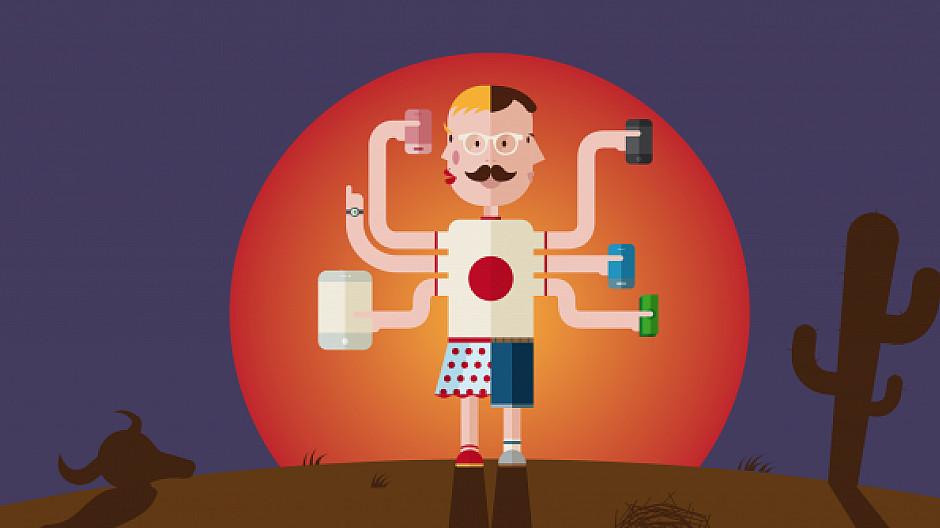 Eyeloveyou: Vielarmiger Western-Held zieht das Smartphone
