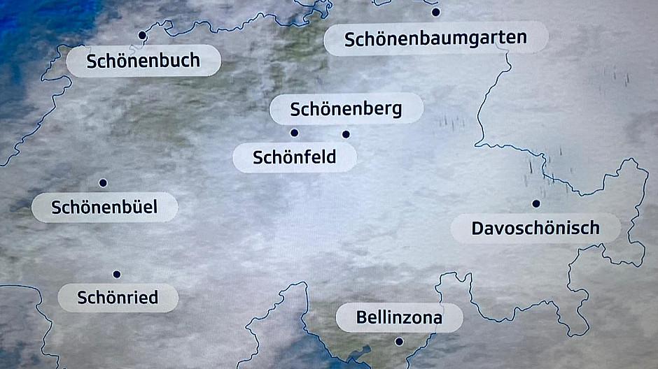 SRF Meteo: Witzname auf Wetterkarte oder da, wo's gar nicht so schön ist